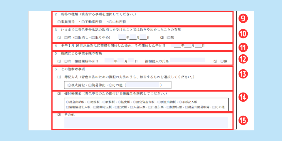 青色申告承認申請書の書き方例②
